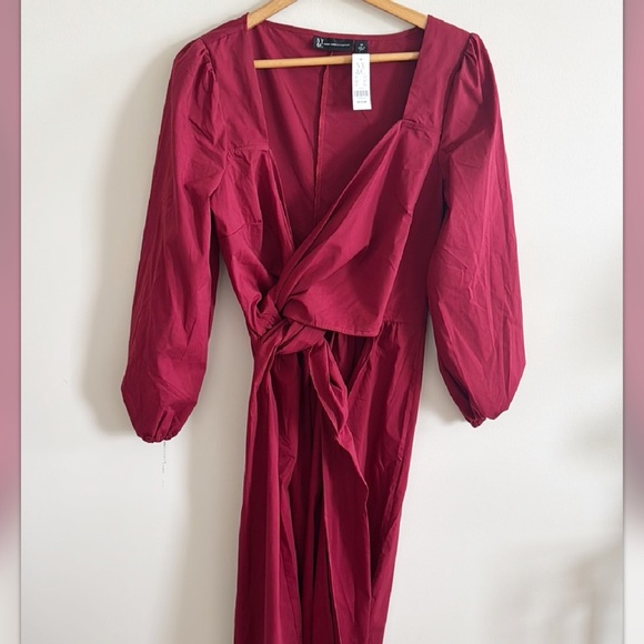 New York & Company burgundy maroon wrap midi dress size medium NWT - Picture 2 of 5
